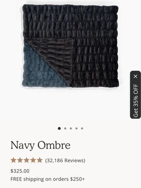 Navy Ombre Faux Fur Blanket